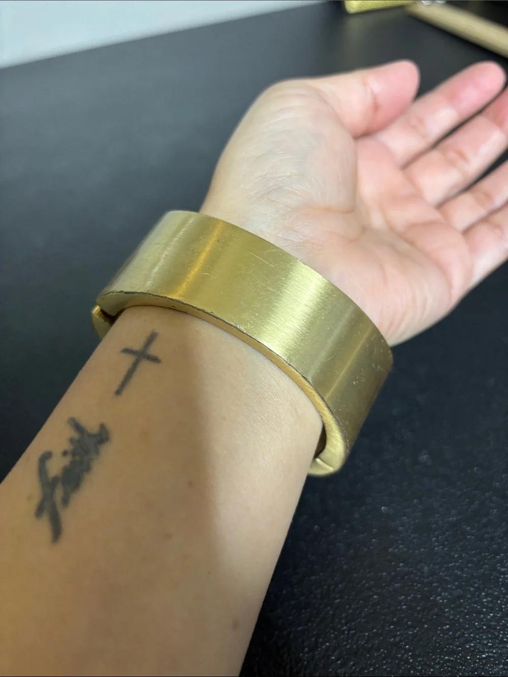 Gold Faceted Statement Bangle Bracelet